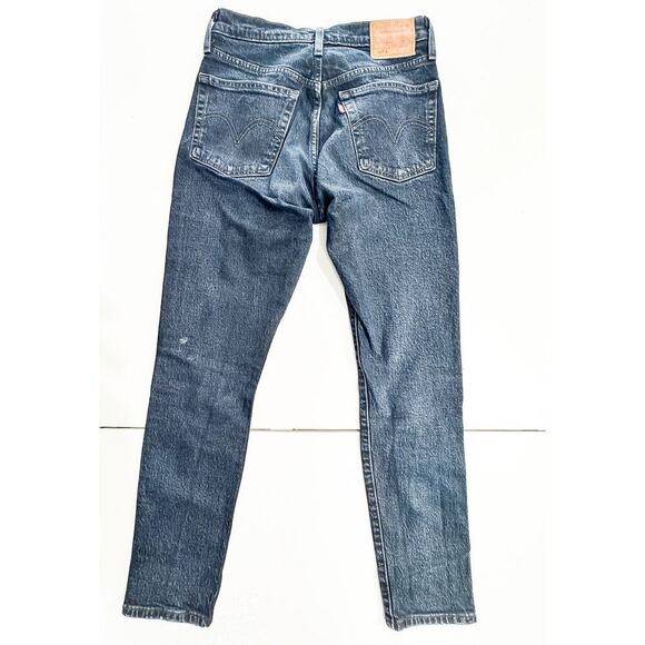 Levi's 501 Short Charcoal Black Denim Jeans Straight Leg Ripped Size 24 x 28 - Picture 5 of 8